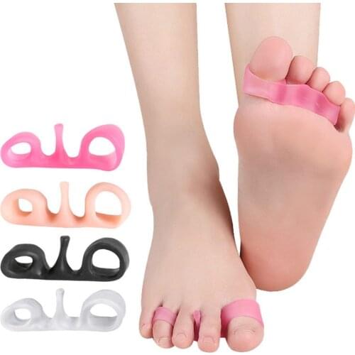 1pair Corrector Big Toe Two Hole Thumb Valgus Toe Separator Silicone Gel Foot Finger Protector Corrector Pedicure Foot Care Tool