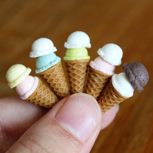 1/12 Scale Cute MIni Handmade Clay Ice Cream Cone Holder Dollhouse Miniature Food for OB11 BJD Doll Kitchen Toy Accessories