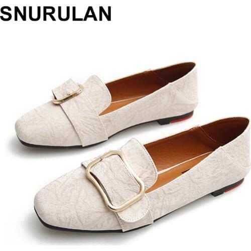 SNURULAN11 large size loafers designer flats square toe spring autumn women slippers snake 42 mules sandals 10 cheap shoes china