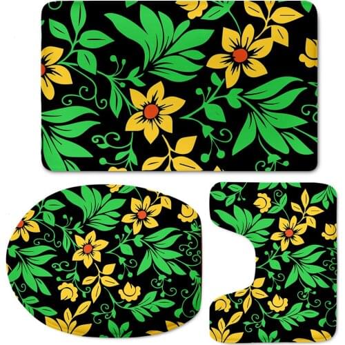 Creative Floral Printing Home Toilet Decoration Toilet Seat Cover Bath Accessories Bathroom Rugs Washroom 3PCS Anti-slip Carpets