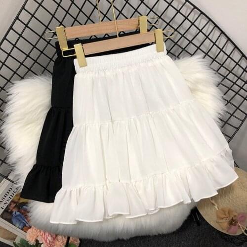 2021 new cake skirt white short skirt womens summer A-line skirt versatile bottomed chiffon skirt elastic underskirt petticoat