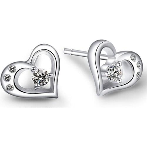 Wedding Earrings for Brides top quality Jewelry Trendy Heart Shape Women Cubic Zircon Stud Earring Accessory brincos