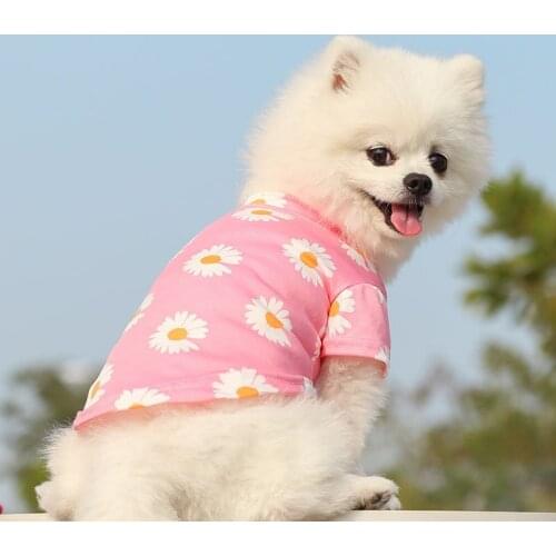 Dog Vest Summer T Shirt Soft Paddy Polyester Clothing for Small Dogs Cats Chrysanthemum Pet Sleeveless Garment Puppy Clothes