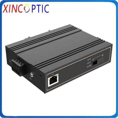 1Dual Fiber+1RJ45,SM 1310nm, 20km,SC,Industrial IP40,Din Rail Mounted Media Converter
