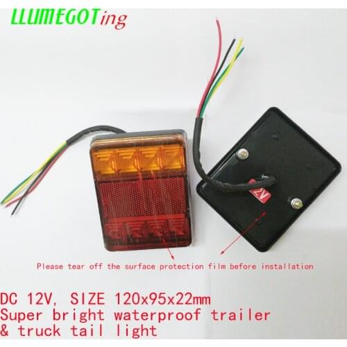 1 Pair 12V 8LED Waterproof Auto Truck Rear Tail Light Warning Light Rear Lamp for Trailer Caravans UTE Campers ATV RAV Boats
