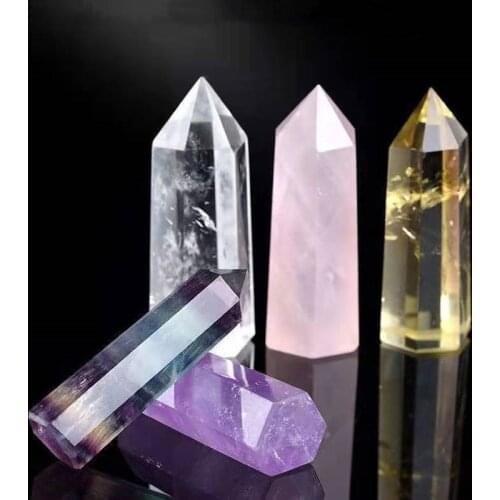 1PC 3-8cm Natural Fluorite Stone Crystal Point Wand Amethyst Rose Quartz Healing Stone Energy Ore Mineral Crafts Home Decoration