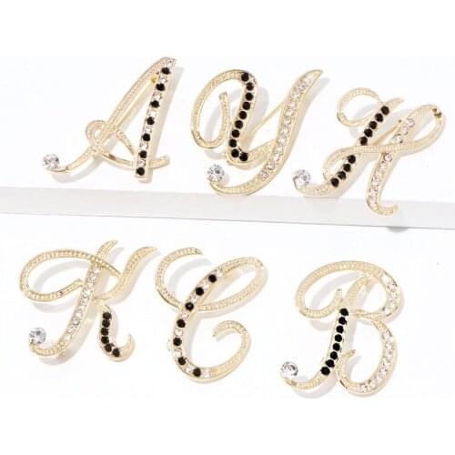 1PC Hot Jewelry Alphabet Letter A-Z Gold-Tone Rhinestone Creative Fashion Elegant Brooch Pin