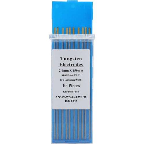10pcs WL15 Lanthanum Tungsten TIG Electrodes for SS Metal Alloy Welding 1-3 2mm
