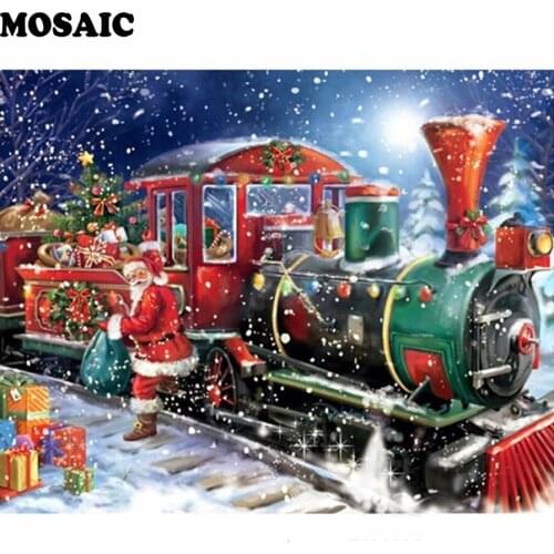 5D DIY Diamond Mosaic pictures Embroidery train Diamond Painting Full square Rhinestone cross stitch mazayka,Christmas gift