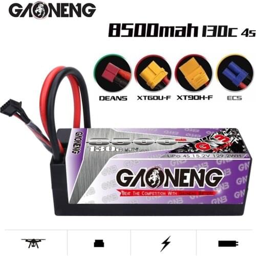GAONENG GNB 15.2V 8500mAh 4S2P 130C/260C Hardcase HV LiPo Battery XT90S EC5 Connector For 1:8 1/8 RC Car Four Drive Off-road Car