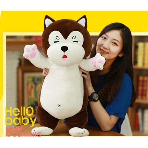 Large 65cm cartoon husky plush toy down cotton dog soft doll throw pillow Christmas gift h2309