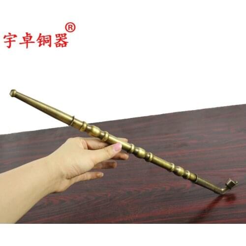 Yu Zhuo bronze brass pipe old dry pipe pot thickened dry tobacco rod decoration copper