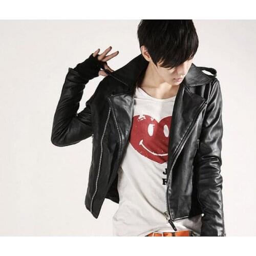 Balck Jacket Motorcycle Men pu Leather Jacket And Coats 2019 Winter new Korean Slim mens pu leather jacket British punk jacket