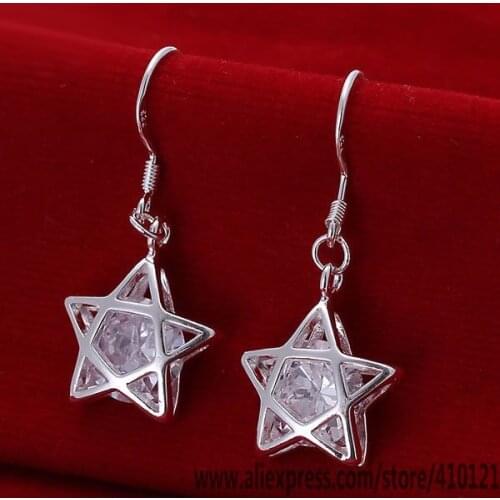 E200 Hot Sale High Quality Silver Fine Jewelry,Wholesale Sterling Jewelry Elegant Charms Fashion Hollow Star Earrings /dlgamcna