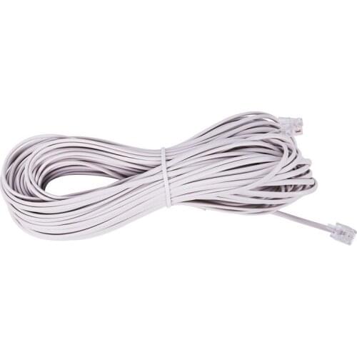 Flexible RJ11 6P2C Telephone Extension Cable 19M White