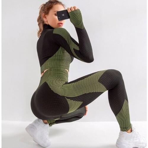 Camouflage New High Stretch Slim Quick Dry Fitness Yoga Exercise Three-piece Set For Women