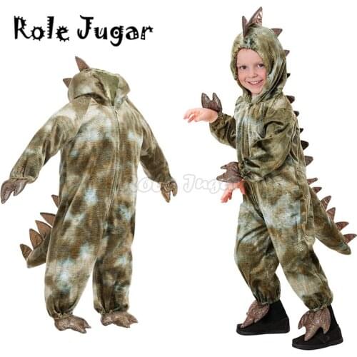 Boys Anime Cosplay Costume Carnival T-Rex Dinosaur Costumes Child Jumpsuit Halloween Purim Party Costumes for Kids C75C85