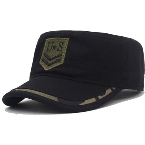 Cotton Men Letter US Military Hats Women Vintage Solid Flat Gorras Flat Bone Visor Baseball Caps For Men Snapback Military Cap