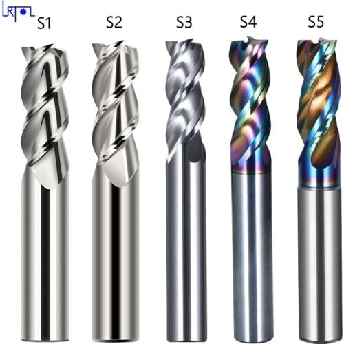 Tungsten Carbide End Mill D4/6/8/10/12mm process Aluminum for milling cutter with DLC or no coating CNC machine