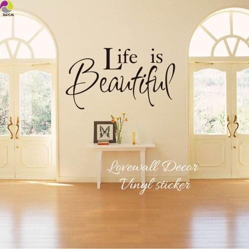 Life Is Beautiful Quote Wall Sticker Bedroom Living room Family Love Quote Wall Decal Kids Room Office Vinyl Home Decor Art