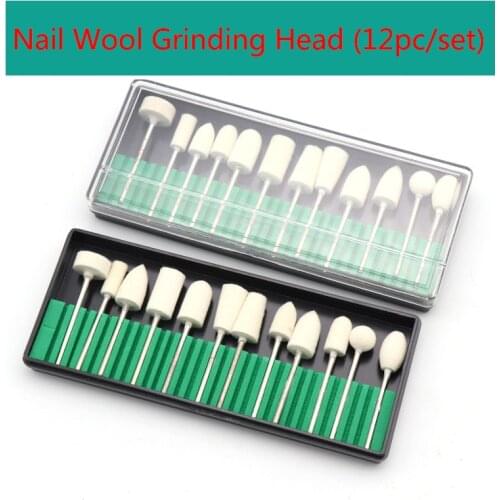 12PC Nail polisher wool polishing head Electric Machine Drill Bits File Nail Art Polishing Grinding Head Manicure Tools Set