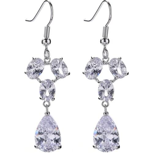 MEILIYISHI Fashion AAA Cubic Zircon Drop Earrings For Women White Color Water Drop Wedding Jewelry Factory Wholesale