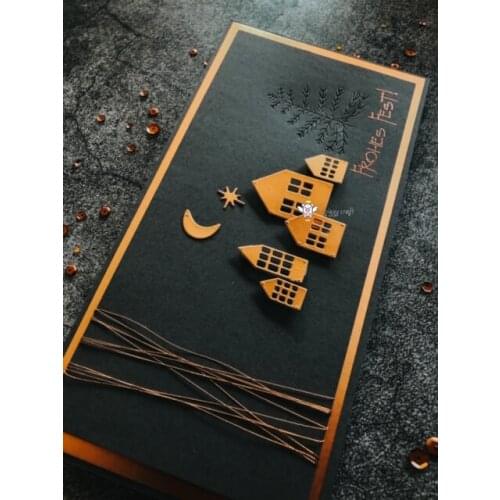 Mmao Crafts Metal Steel Cutting Dies House tree moon stars Stencil For DIY Scrapbooking Paper/photo Cards Embossing Dies