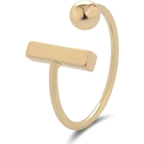 Fashion Open Matel Bar with Ball Rings for Women Geometric Trendy Party Finger Ring Wedding Bands Gifts