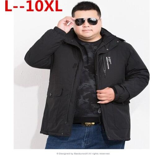 10XL 8XL 6X New Brand Jacket Men Winter Jacket Big Size New Arrival Casual Loose Cotton With Hooded Parkas Casaco Masculino