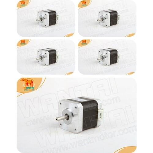 New Arrival! 5PCS Wantai Nema17 Stepper Motor 42BYGHW609-X Single Flat 4000g.cm 40mm 1.7A 4-Lead D-Shaft with Connector
