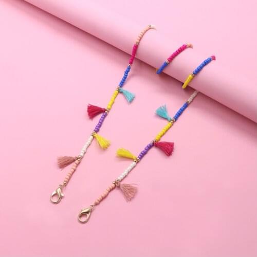 New Trendy Beaded Glasses Colored Mask Chain Kids Summer Sunglasses Lanyard Hangs Masks Girls Neck Strap Eyeglasses Accessores