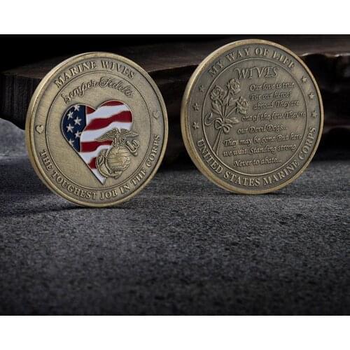 US Military Commemorative Coin Marine Wives Military Badge Sergeant Collection Hobby Honor Medal Home Decoration Collection