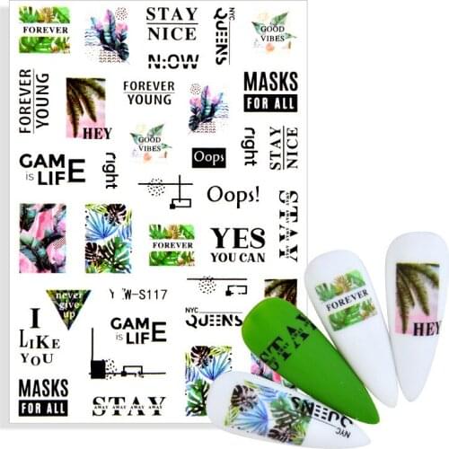 1 Sheet Russian Text 3D Nail Sticker Flower And Letter Transfer Slider Russia Words Nail Decals Manicures Tattoos Decoration