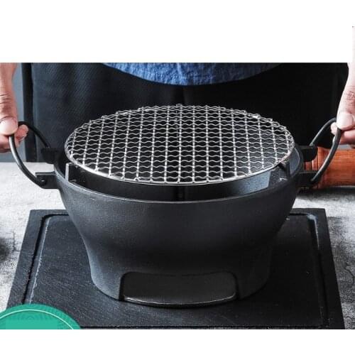 Portable cast iron barbecue grills family outdoor charcoal stove table BBQ multi-purpose skewers barbecue cooking tea heating st