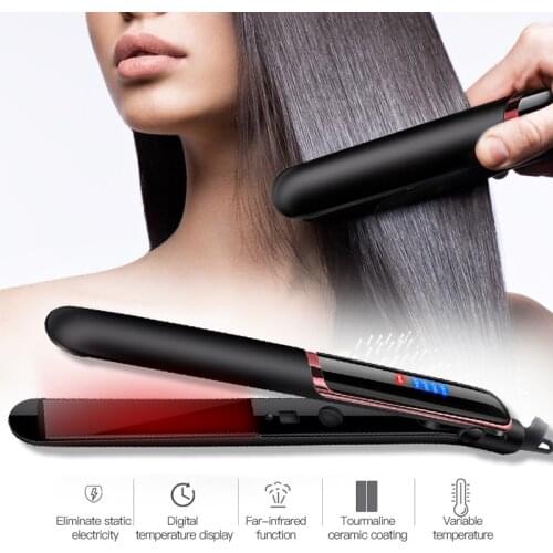 Professional Hair Straightener Curler Hair Flat Iron Negative Ion Infrared Hair Straighting Curling Iron Corrugation LED Display
