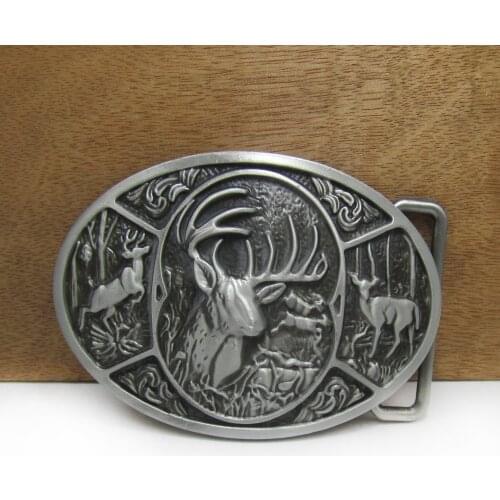 BuckleClub zinc alloy retro western DEER hunting jeans gift belt buckle FP-02177 for men 4cm width loop drop shipping