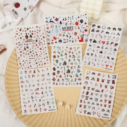 Christmas Pattern Nail Art Sticker Self Adhesive Transfer Decal 3D Slider DIY Tips Nail Art Decorations Manicure Package