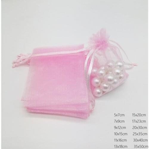 500pcs Pink Organza Bag Drawstring Pouch Bag Jewelry Bags Gifts For Wedding/Christmas/Jewelry Display Packaging Bags Organizer