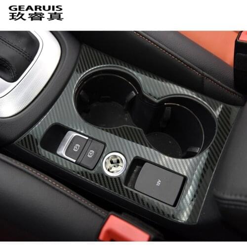 Car Styling Carbon fiber For Audi Q3 Center Console Electronic Handbrake Water Cup Holder Panel Buttons Interior Covers Stickers