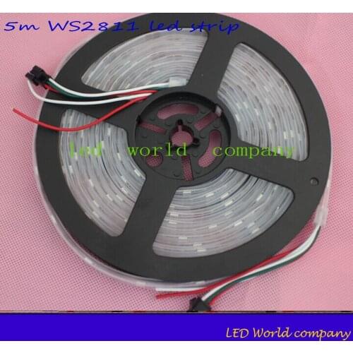 WS2811 led strip 5m 300/150 leds IP30/65/67 ws2811 ic/meter60/30leds ,DC12V white PCB, 2811 led strip Addressable Digital
