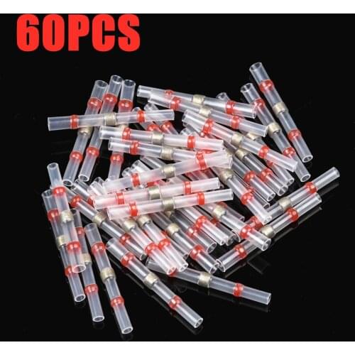 10/60PCS Solder Seal Wire Connectors Waterproof Heat Shrink Butt Connectors Electrical Wire Soldering Terminals Marine Insulated