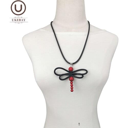 UKEBAY New Handmade Dragonfly Pendant Necklaces Women Pearl Necklace Designer Luxury Jewelry Bohemia Clothes Accessories Chains