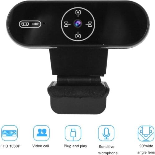 Webcam 1080P HD Video Webcam with Built-in Microphone USB Drive Free 90 Degree Wide Angle Quick Focus Computer Web Camera