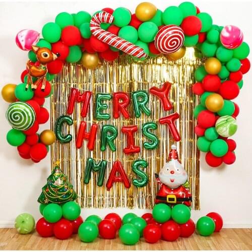 163Pcs/set Merry Christmas Balloons Garland Kit Santa Claus Christmas tree Candy Foil Balloons Globos Arch Kit Christmas Decor