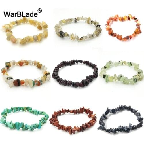 WBL 35Color Natural Gem Stone Bracelet Irregular Crystal Stretch Chip beads Nuggets Bracelets Bangles Quartz Wristband For Women