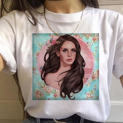 Womens T-shirt Lana Del Rey Ulzzang Summer T-shirt Basic O-Neck T-shirt Ladies Design Casual Print T-shirt Korean T-shirt Women