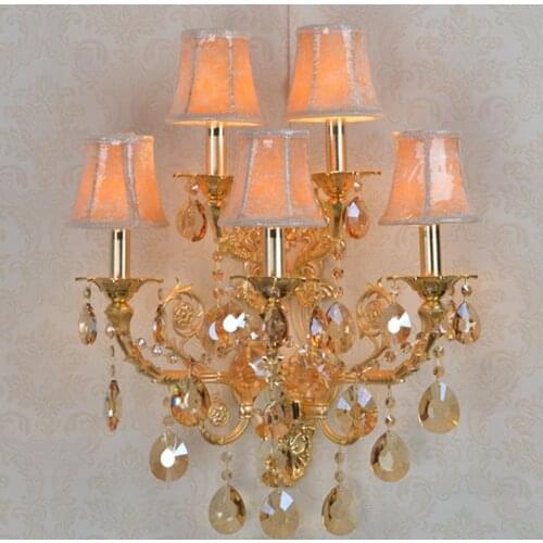 Living room Castle Art Deco 5-arm Gold Led candle wall lamp Retro Royal large Aluminum wall sconce light for Foyer Hotel Villa