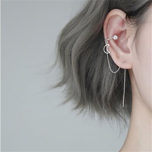 1 pcs 925 Sterling Silver Moon Stud Earrings For Women Wedding Gift Female pendientes mujer moda aretes de mujer eh001