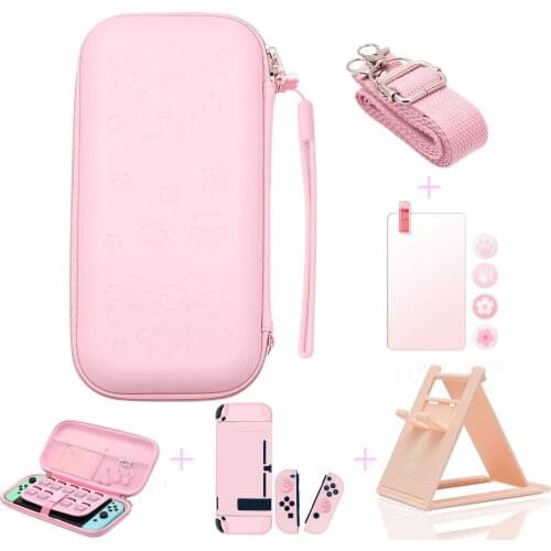 10 in 1 Pink Carry Case for Nintendo Switch Switch Case Cute Thumb Grips Desktop Stand Screen Protector Wrist & Shoulder Strap