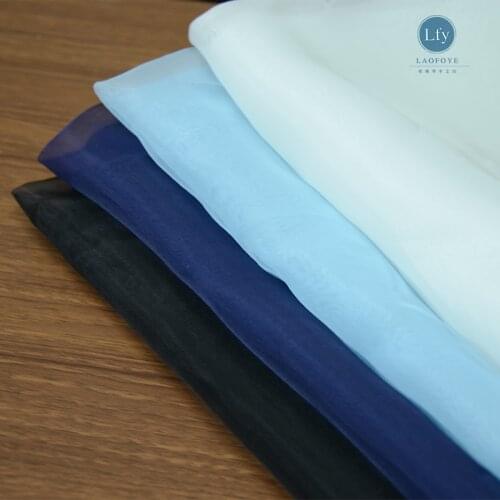 100% mulberry silk embroidery luneville French backing silk gauze organza round fan organza fabric